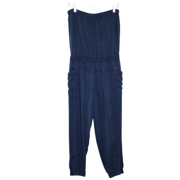 YFB Clothing Luke Jumpsuit S Blue Strapless Tassel Pockets Gathered Hem - Picture 4 of 12